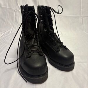 Terra Military Combat Boot Size 240 Womens 7 Steel Toe Black Pebbled Leather CSA